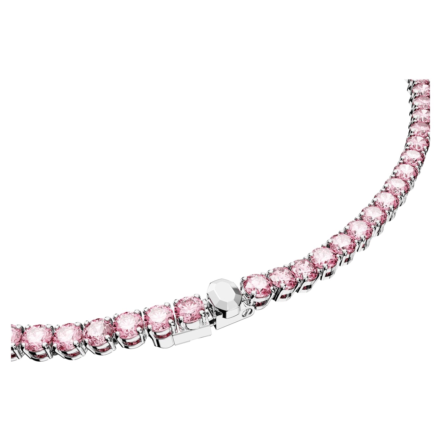 Collana Swarovski Matrix Tennis Taglio tondo, Rosa, Placcato rodio