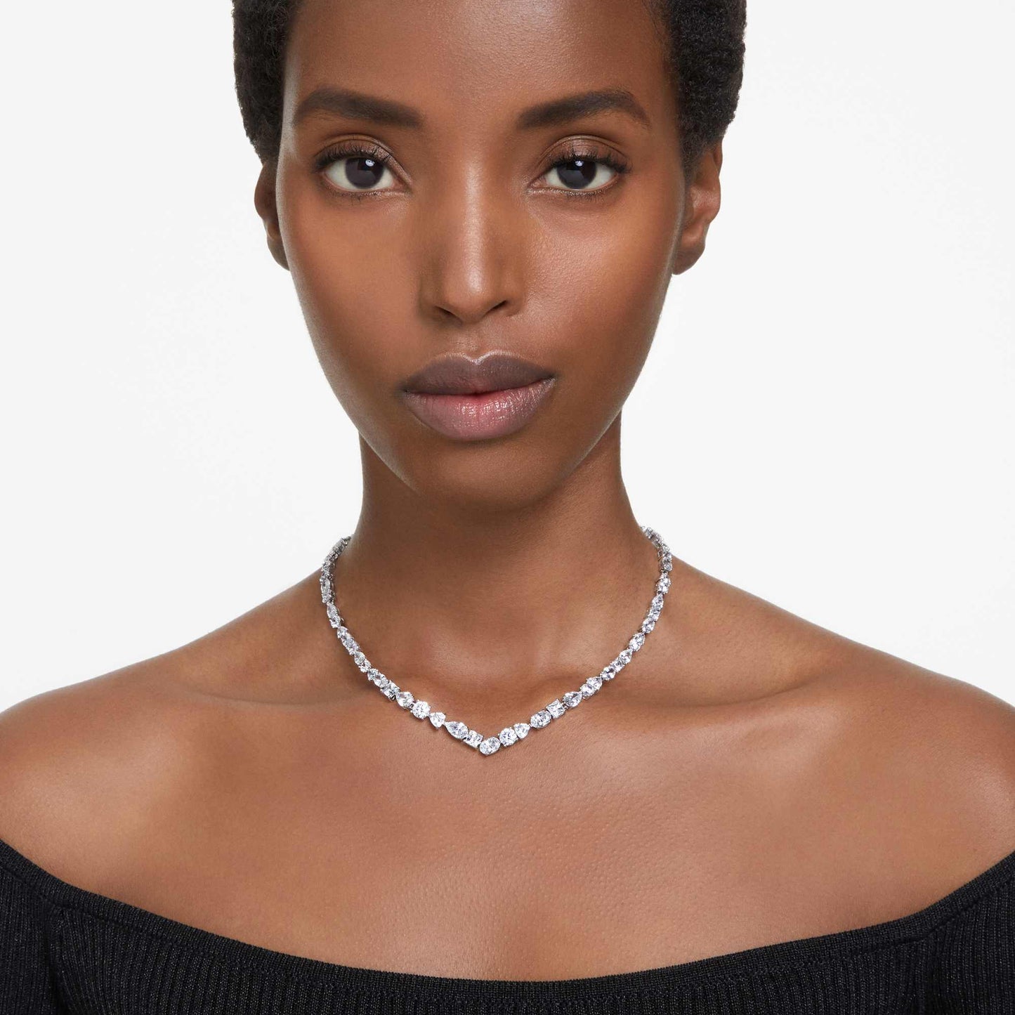 Collana Swarovski Mesmera Taglio misto, Bianca, Placcato rodio
