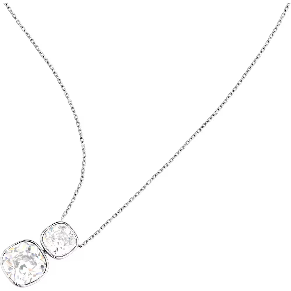 Collana Morellato Cristalli Acciaio Pendente Doppio Cristallo Big Quadrato