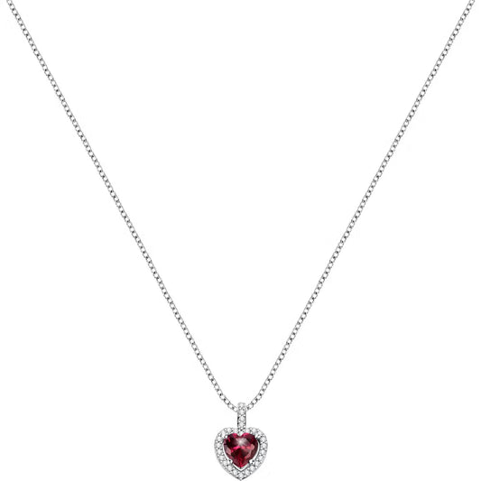 Collana Morellato Tesori Argento Centrale Zircone Rosso Cuore Contornato