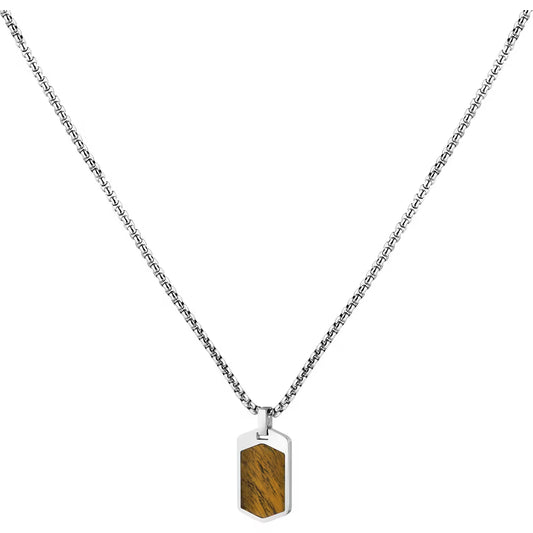 Collana Uomo Morellato Terra Acciaio Pendente Piastrina Esagonale