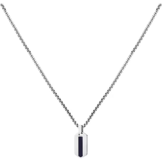 Collana Uomo Morellato Terra Acciaio Pendente Piastrina Esagonale Occhio Di Tigre Scuro