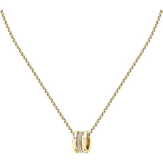 Collana cpn Pendente Morellato Vintage Bold Rolò Pvd Oro Doppia Fascetta Centro Fascia Di Cristalli