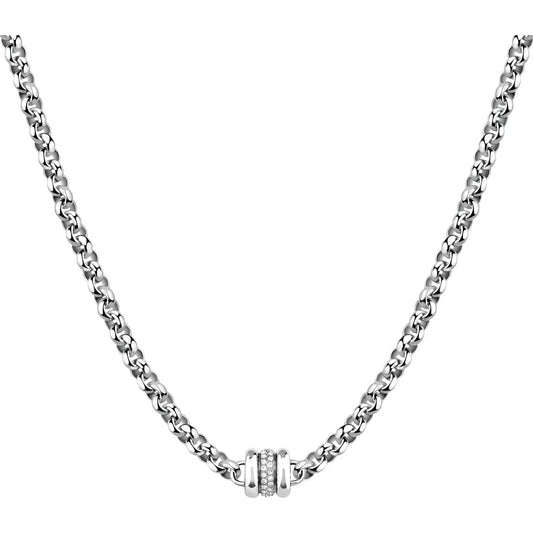 Collana Morellato Vintage Bold Rolò Acciaio Centrale Doppia Fascetta Fascia Di Cristalli