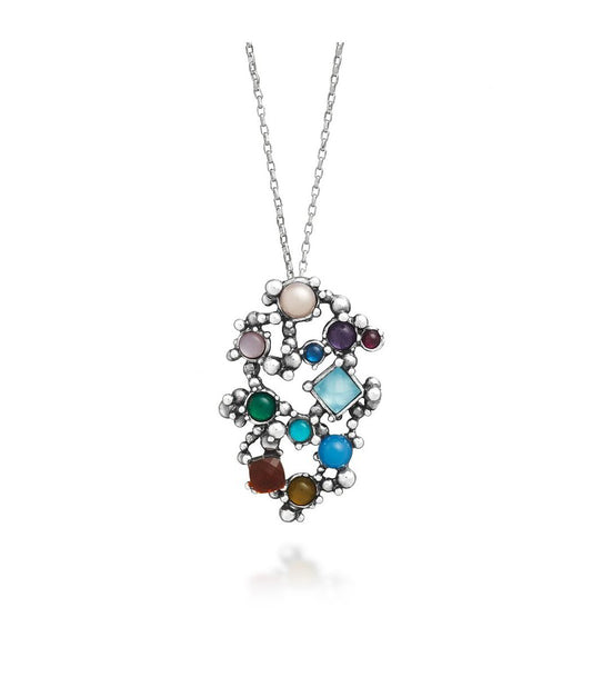 Collana con Pendente Giovanni Raspini Cocktail Argento 925 Pietre naturali Gemme e Perle
