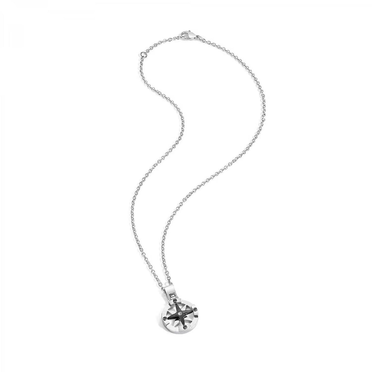 Collana Uomo Sector Marine Acciaio Pendente Rosa Dei Venti Acciaio/Pvd Nero