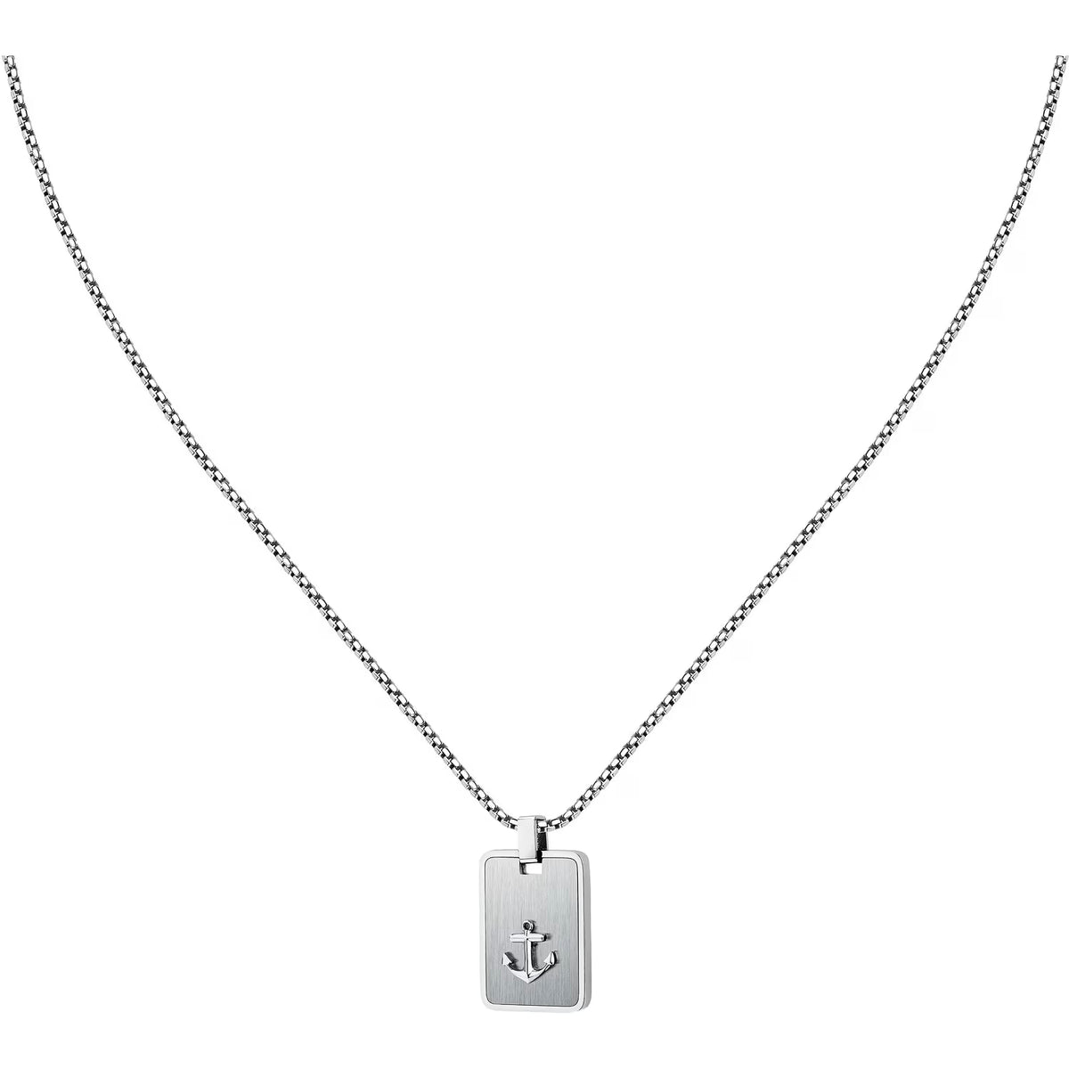 Collana Uomo Sector Marine Acciaio Catena Maglia Rolò Quadrata Pendente PiastrinaAncora