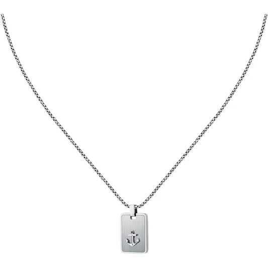 Collana Uomo Sector Marine Acciaio Catena Maglia Rolò Quadrata Pendente PiastrinaAncora
