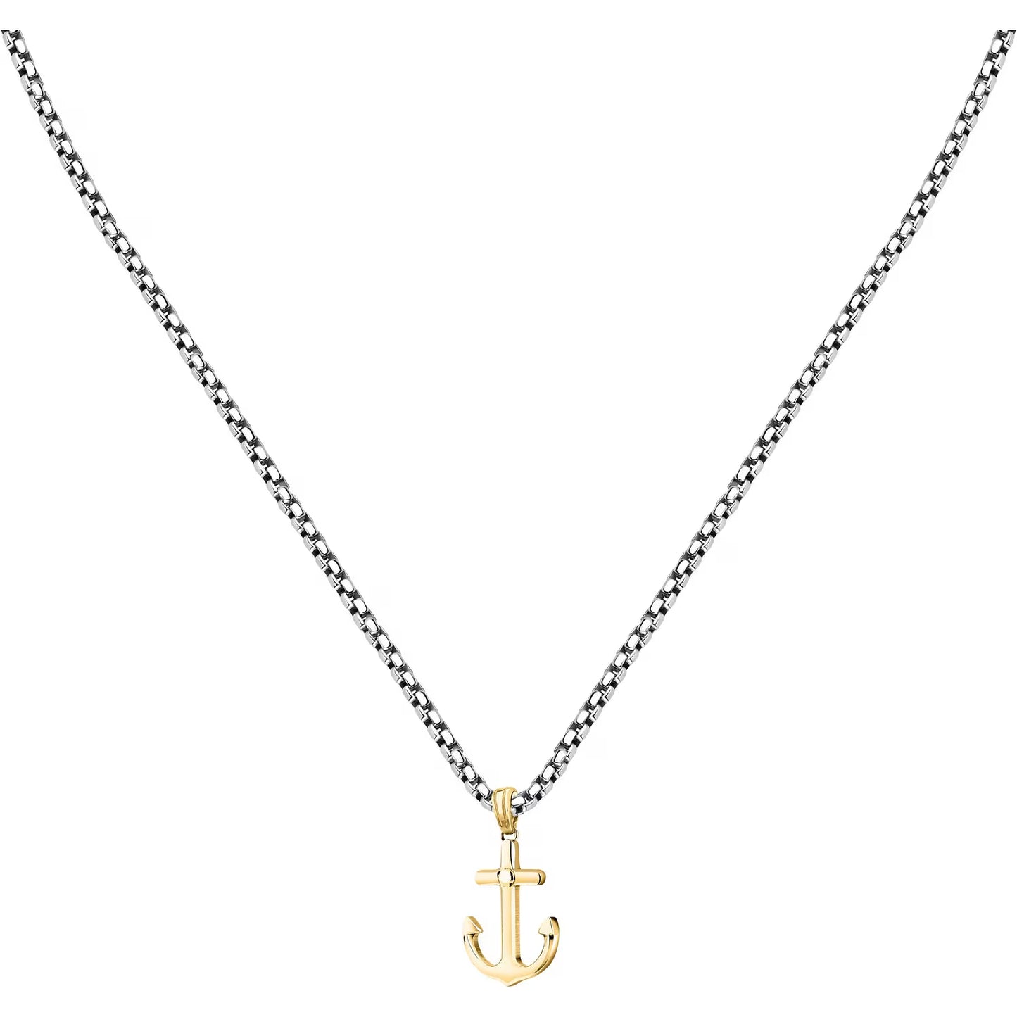 Collana Uomo Sector Marine Acciaio Pendente Ancora Pvd Oro