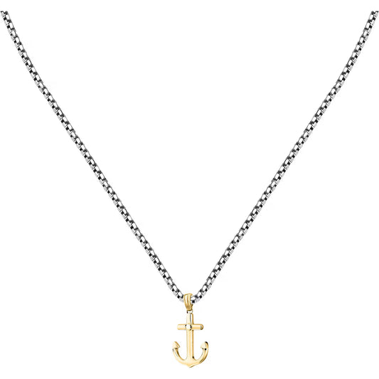 Collana Uomo Sector Marine Acciaio Pendente Ancora Pvd Oro