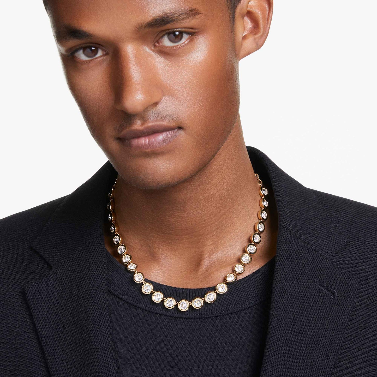 Collana Tennis Swarovski Imber Taglio Round, Bianca, Placcato color oro