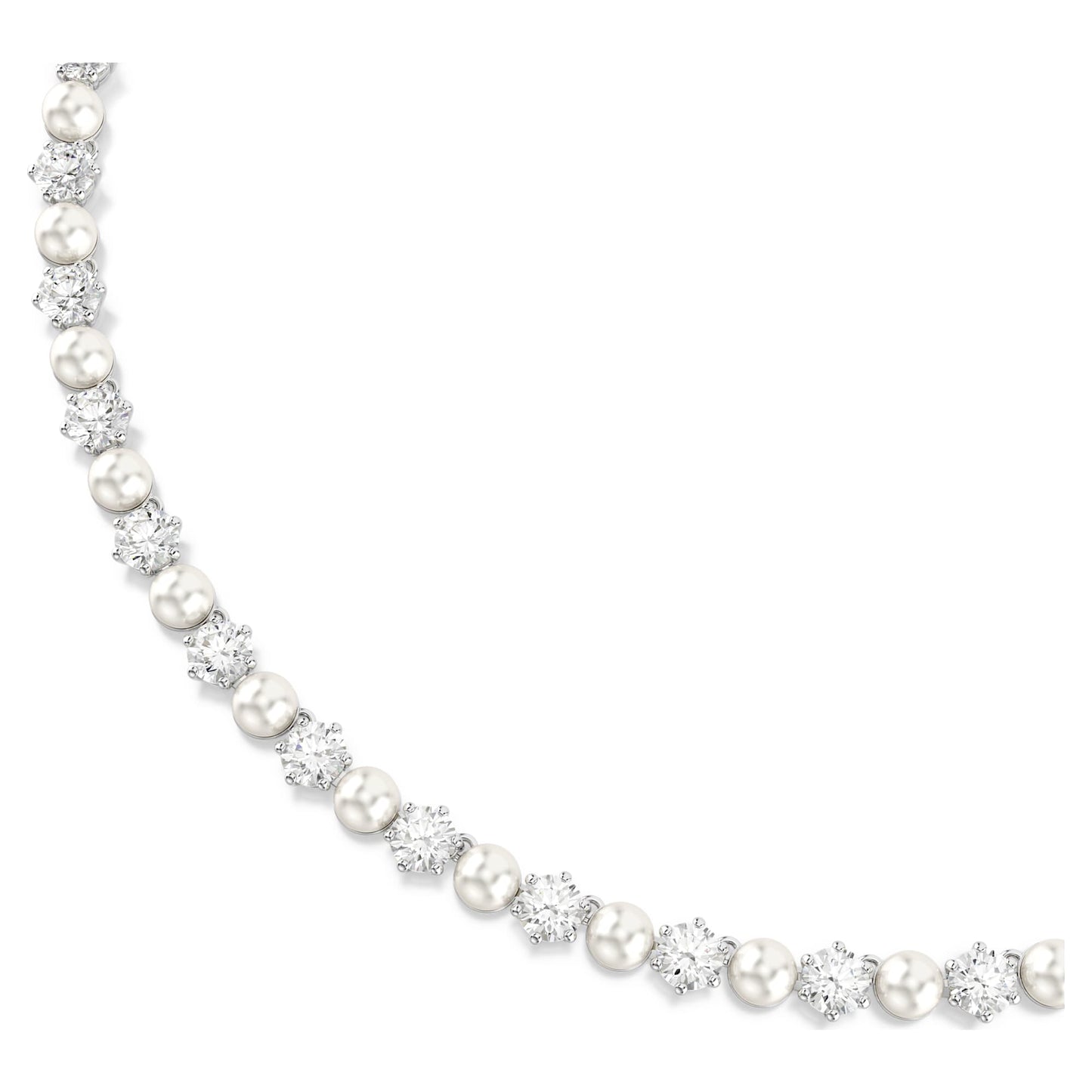 Collana Tennis Swarovski Matrix Crystal Pearl, Taglio Round, Bianca, Placcato rodio