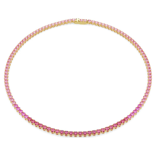 Collana Swarovski Matrix Tennis Taglio Round, Rosa, Placcato color oro