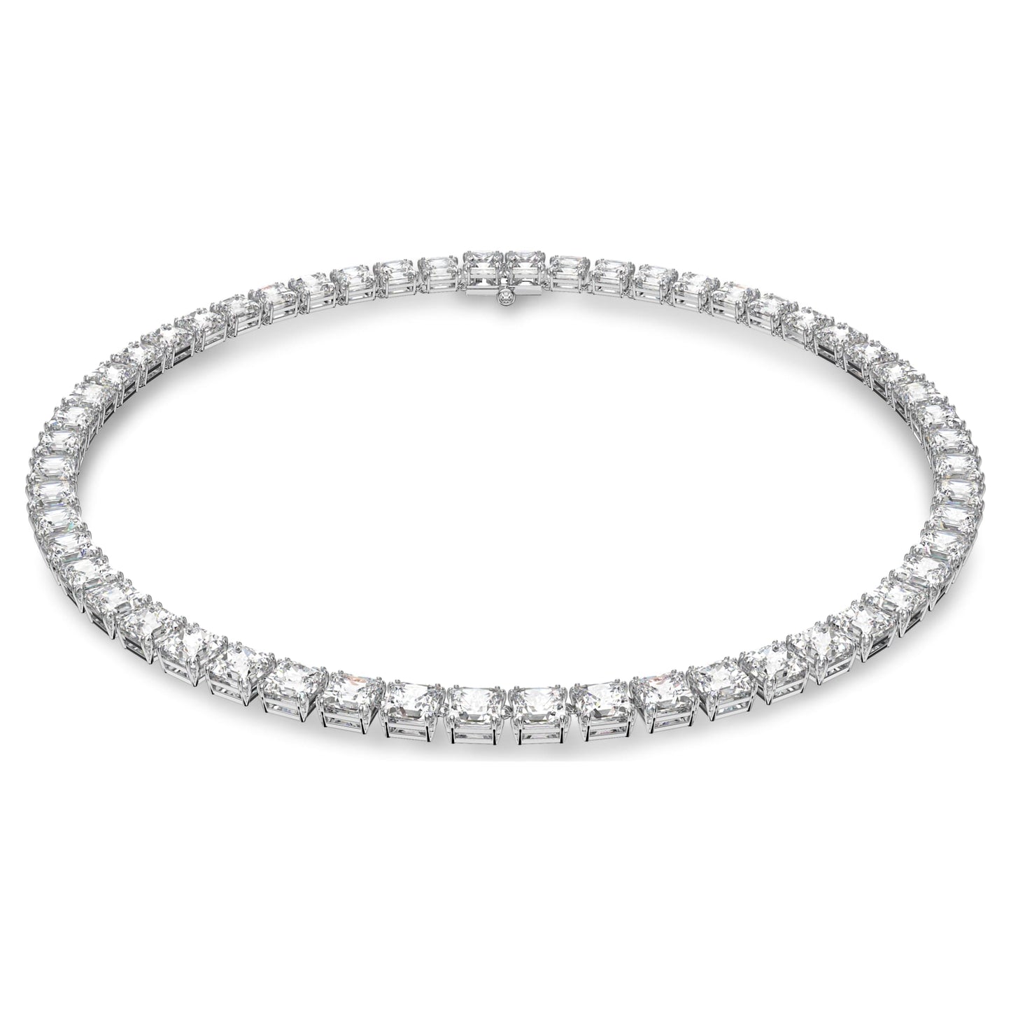 Collana Tennis Swarovski Matrix Taglio squadrato, Bianca, Placcato rodio