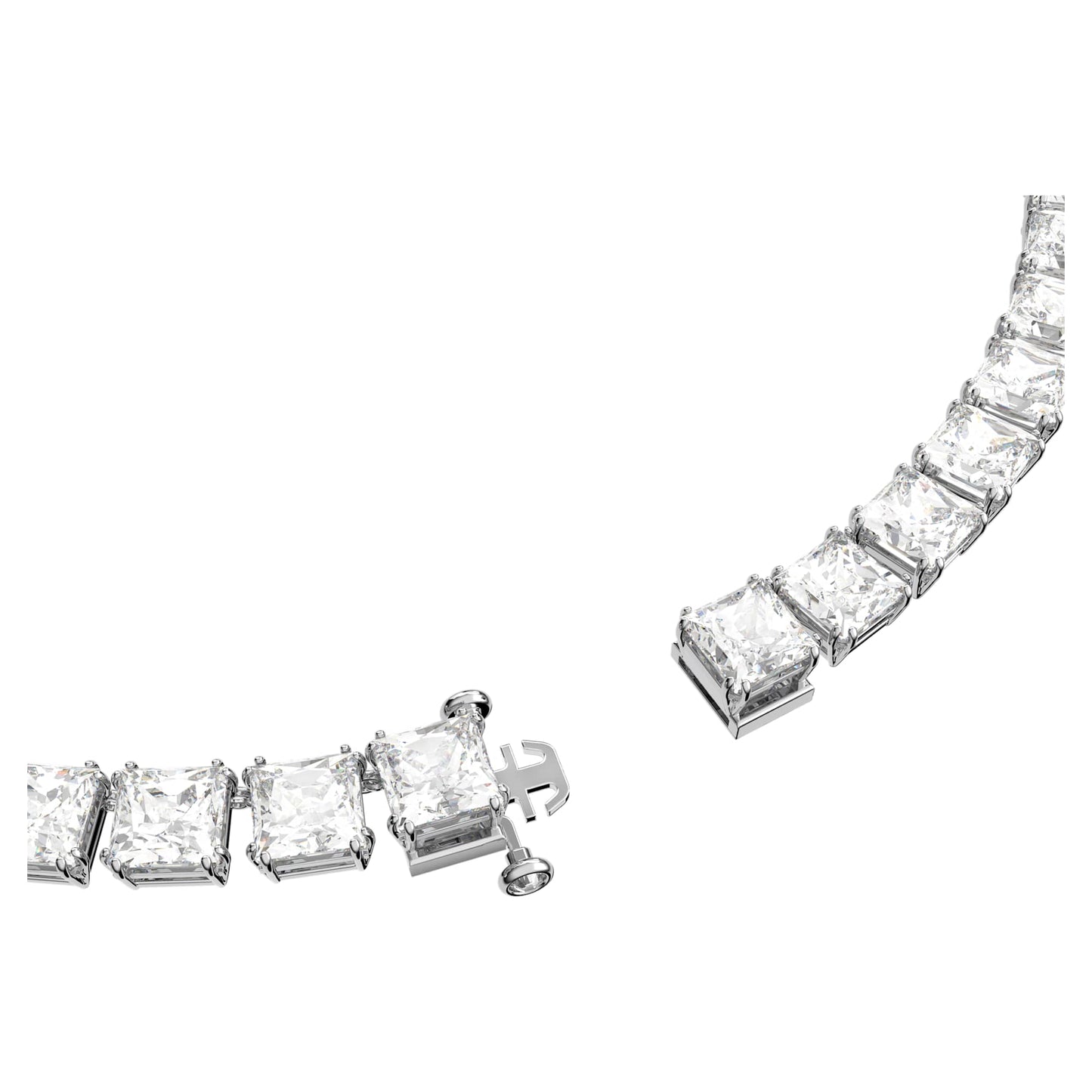 Collana Tennis Swarovski Matrix Taglio squadrato, Bianca, Placcato rodio