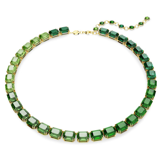 Collana Tennis Swarovski Millenia Taglio Octagon, Sfumatura di colore, Verde, Placcato color oro