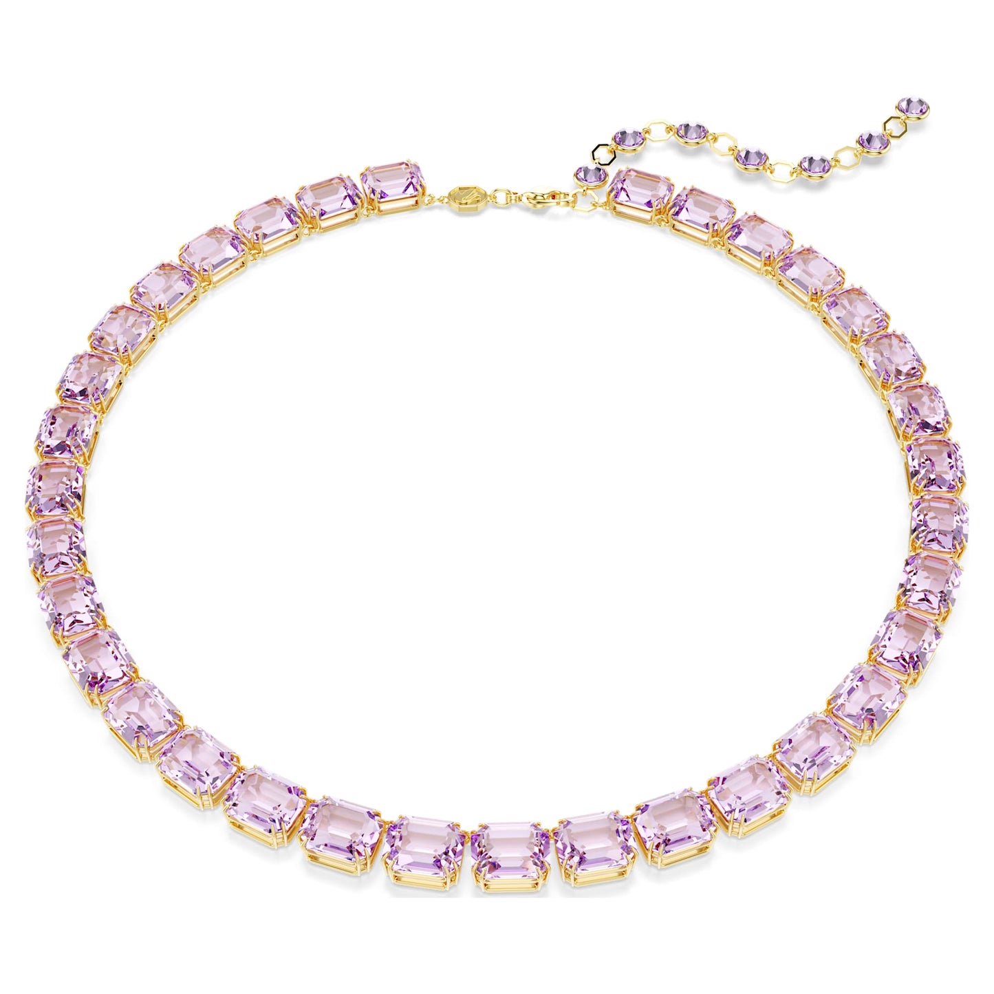 Collana Tennis Swarovski Millenia Taglio ottagonale, Viola, Placcato color oro