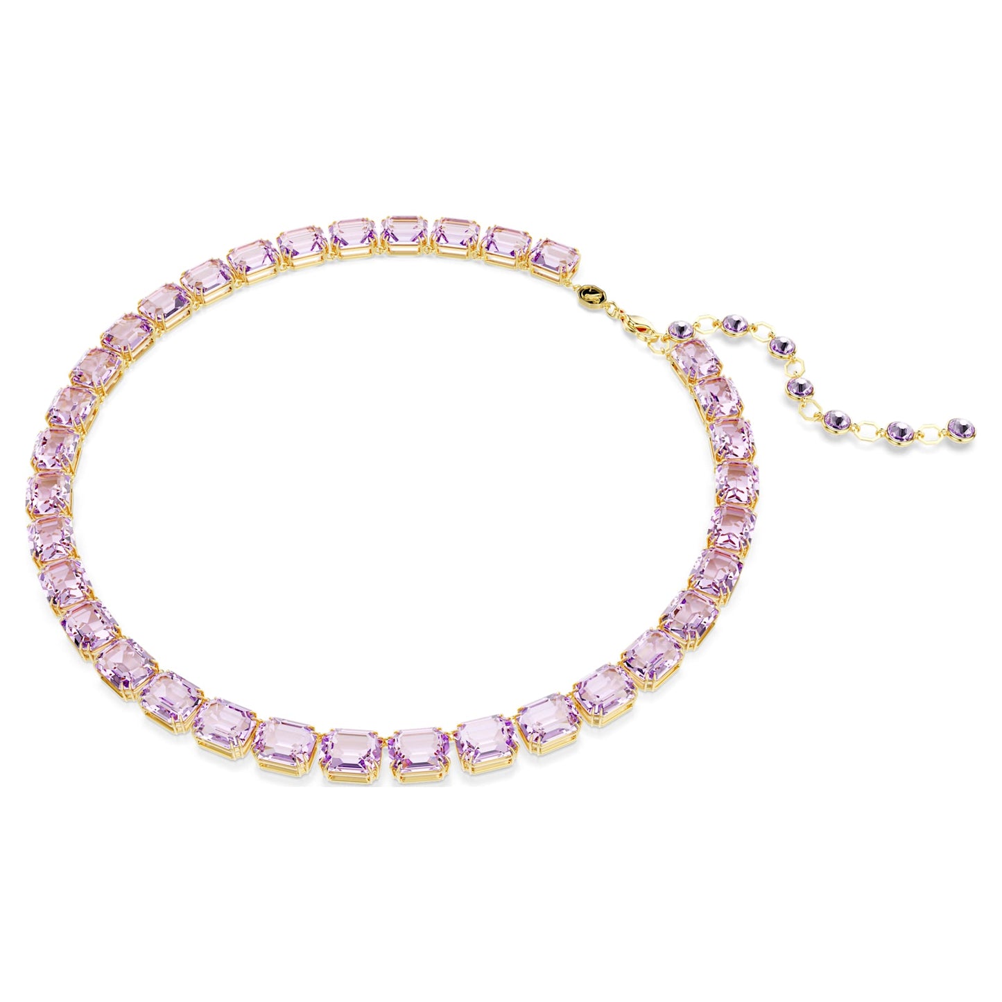 Collana Tennis Swarovski Millenia Taglio ottagonale, Viola, Placcato color oro