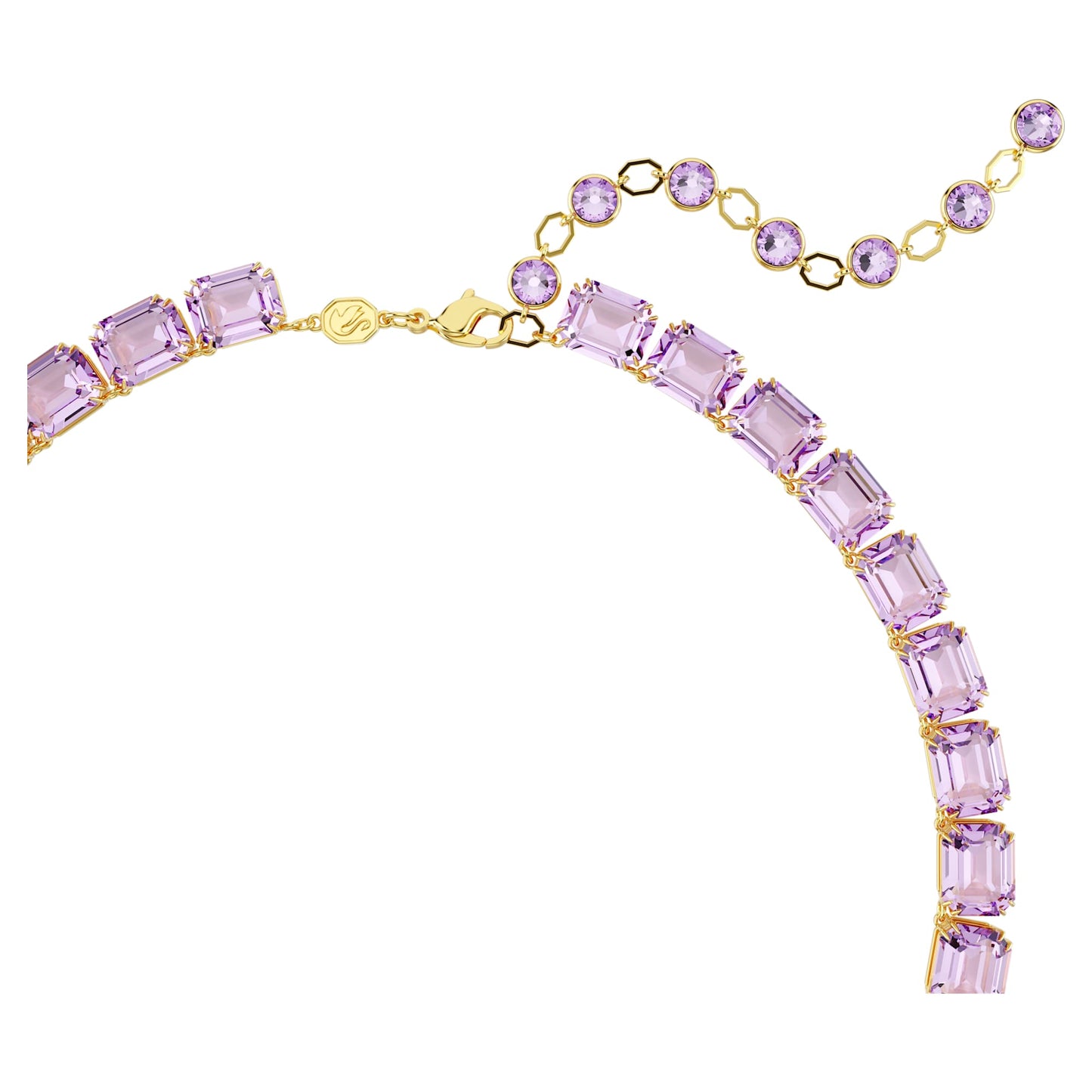 Collana Tennis Swarovski Millenia Taglio ottagonale, Viola, Placcato color oro