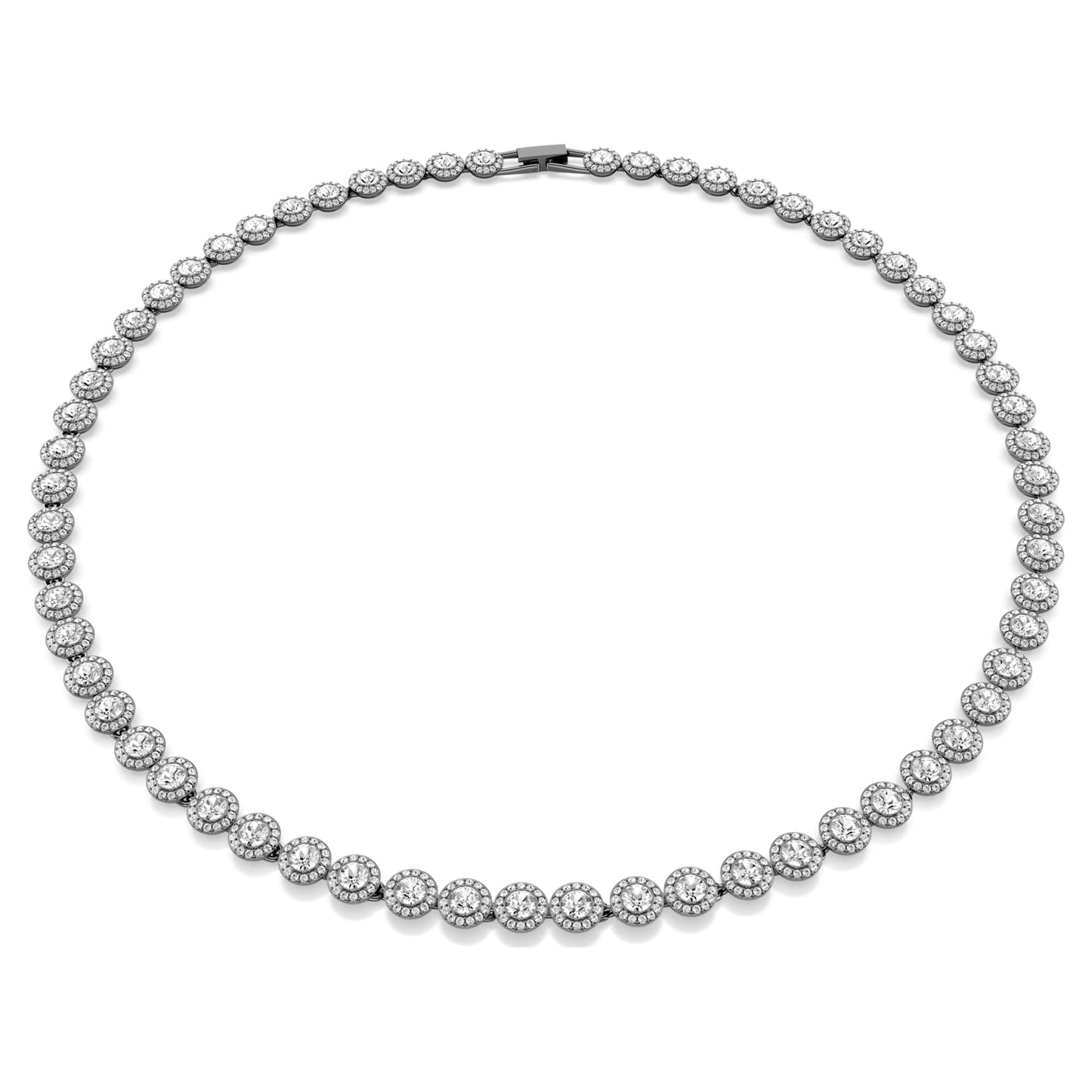 Collana Tennis Swarovski Una Angelic Taglio Round, Lunga, Bianca, Placcato rutenio