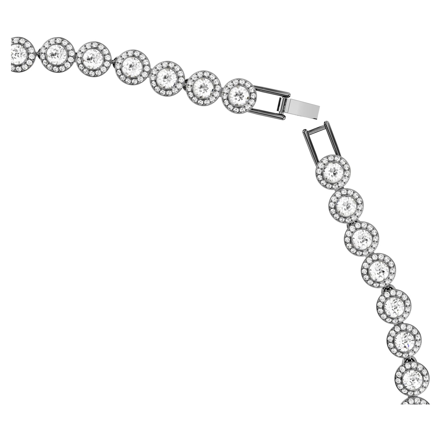 Collana Tennis Swarovski Una Angelic Taglio Round, Lunga, Bianca, Placcato rutenio