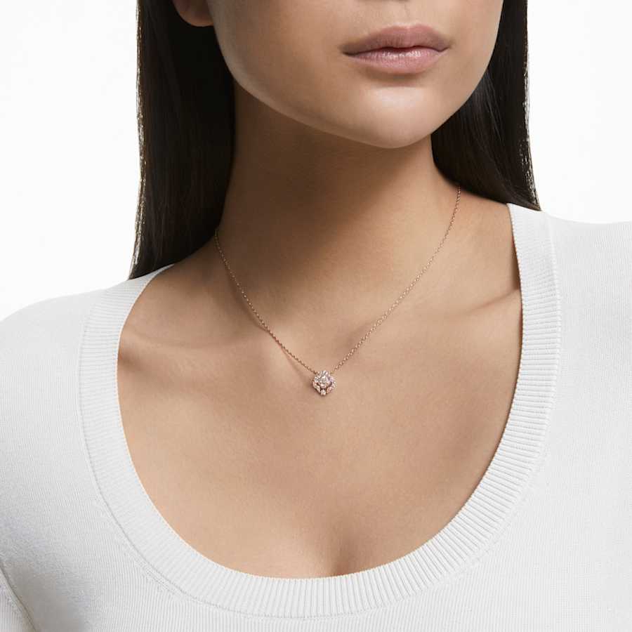 Collana Swarovski Una Quadrifoglio, Bianca, Placcato color oro rosa