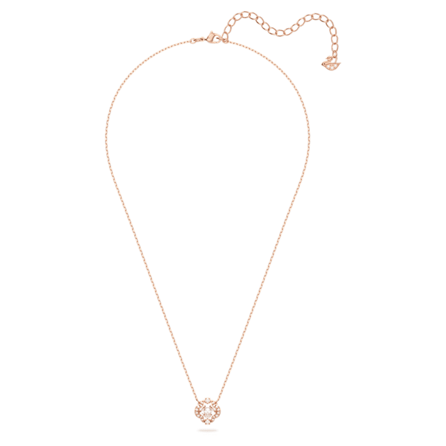 Collana Swarovski Una Quadrifoglio, Bianca, Placcato color oro rosa