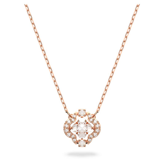 Collana Swarovski Una Quadrifoglio, Bianca, Placcato color oro rosa