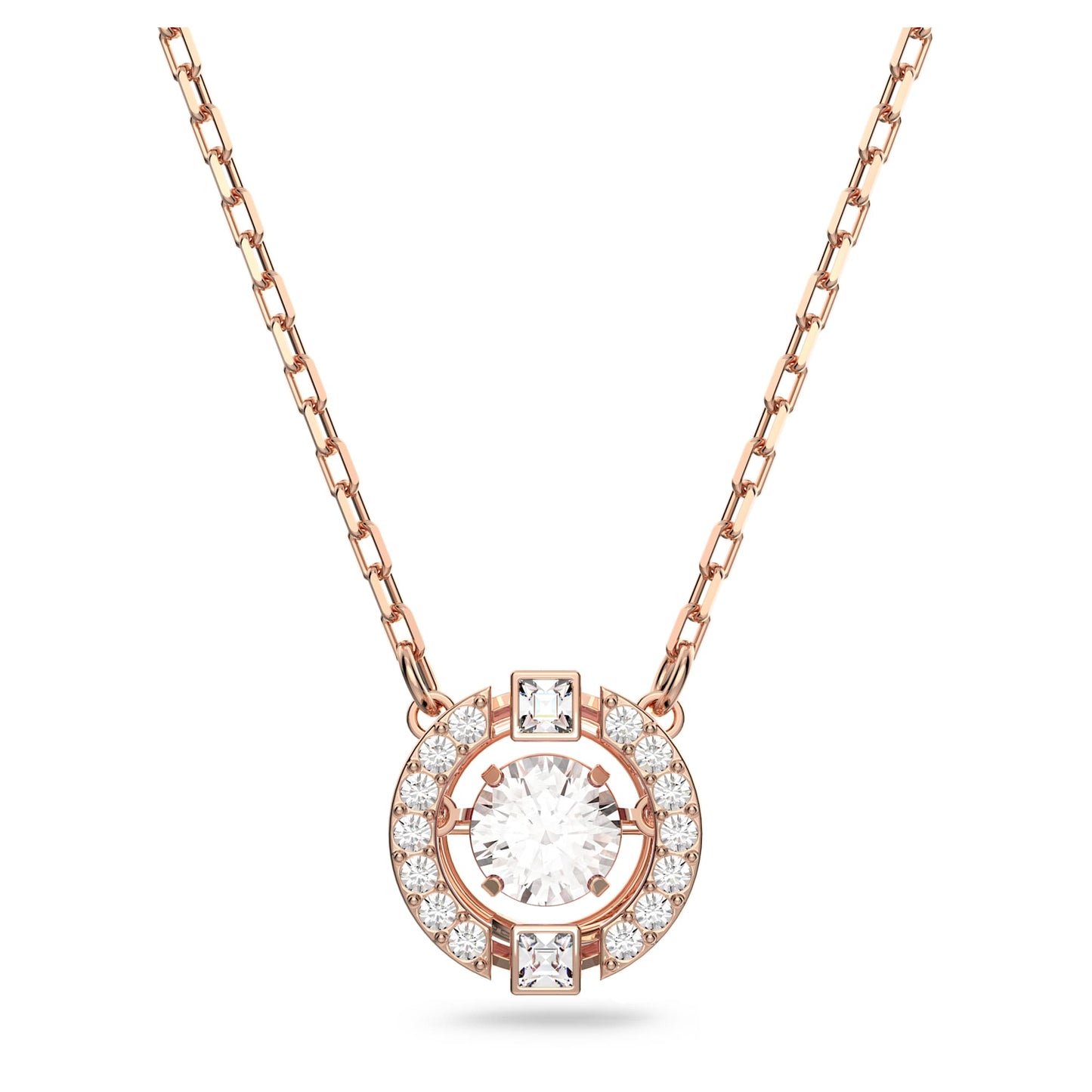 Collana Swarovski Una Taglio Round, Bianca, Placcato color oro rosa