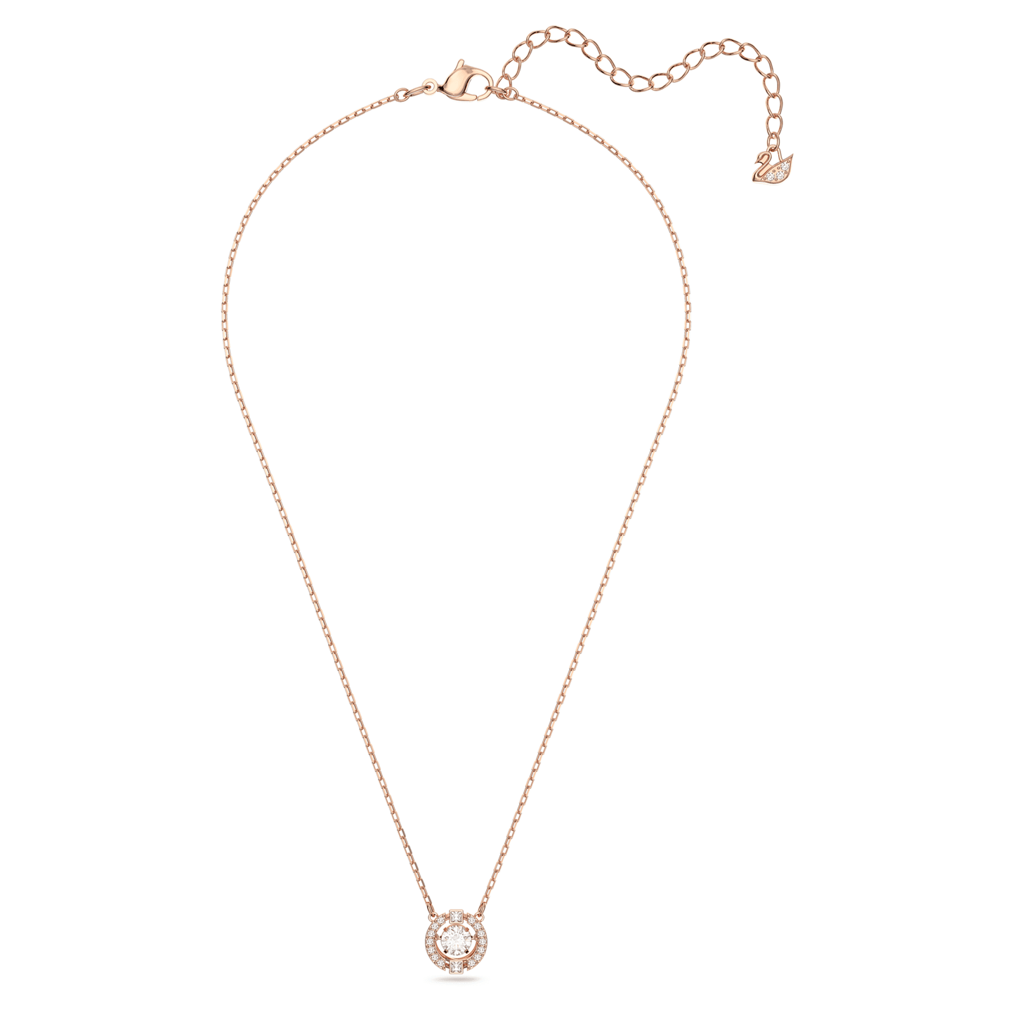 Collana Swarovski Una Taglio Round, Bianca, Placcato color oro rosa