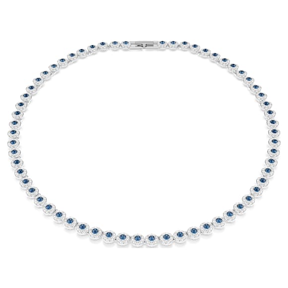 Collana Swarovski Una Angelic Taglio Round, Blu, Placcato rodio