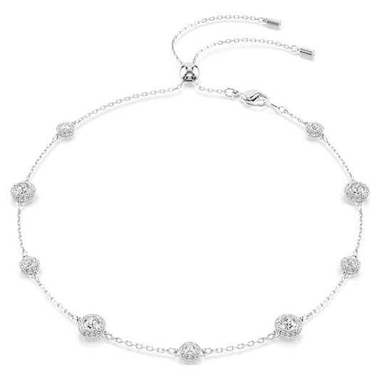 Collana Swarovski Una Angelic Taglio Round, Motivi a doppia faccia, Bianca, Placcato rodio