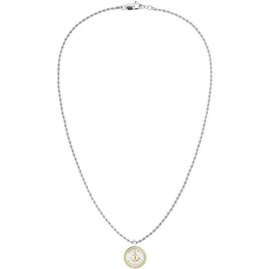 Collana Uomo Tommy Hilfiger Nautical Acciaio Maglia Fune Pendente Ancora Pvd Oro