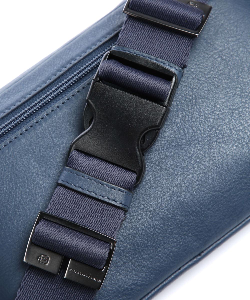 Marsupio Piquadro Tasche Frontali Pelle Martellata Blu