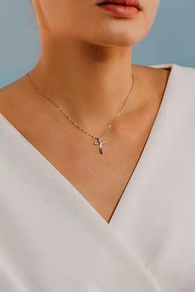 Collana Girocollo Comete Croci Oro Bianco Pendente Croce Con Diamanti