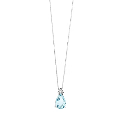 Collana Girocollo Comete Fantasia Acquamarina Oro Bianco Pendente Acquamarina