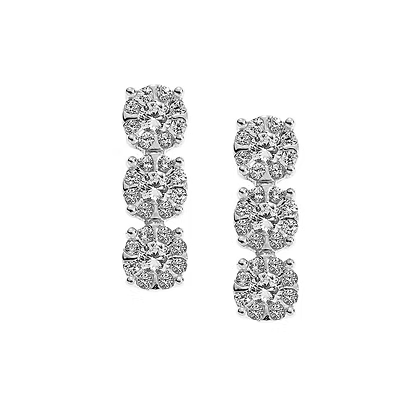 Orecchini Lobo Comete Rose di Diamanti Trilogy Pavè Oro Bianco