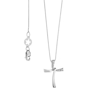 Collana Girocollo Comete Croci Oro Bianco Pendente Croce Con Diamanti