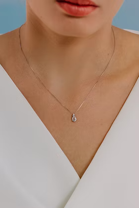 Collana Girocollo Comete Fantasia Acquamarina Oro Bianco Pendente Acquamarina