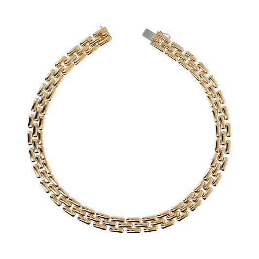 Collana Girocollo Etrusca Catena Pantera Lega Golden Placcata Oro 18 kt