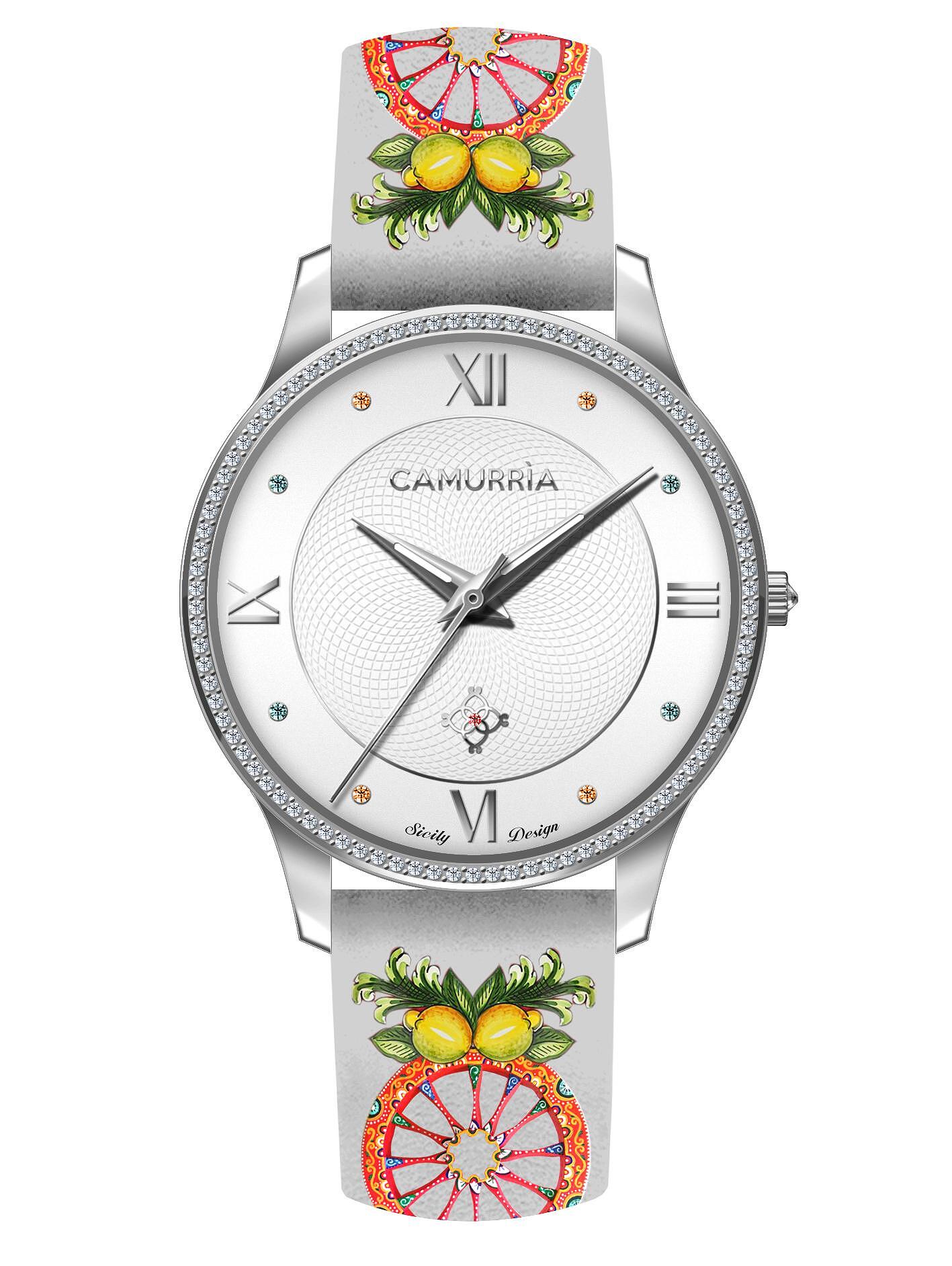 Orologio Camurrìa A Rota 37 mm Acciaio Cinturino con Stampa Ruota Carretto Siciliano