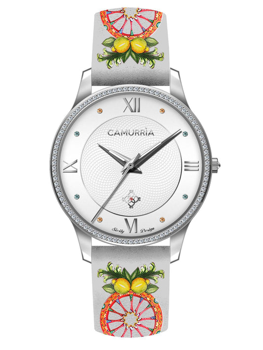 Orologio Camurrìa A Rota 37 mm Acciaio Cinturino con Stampa Ruota Carretto Siciliano
