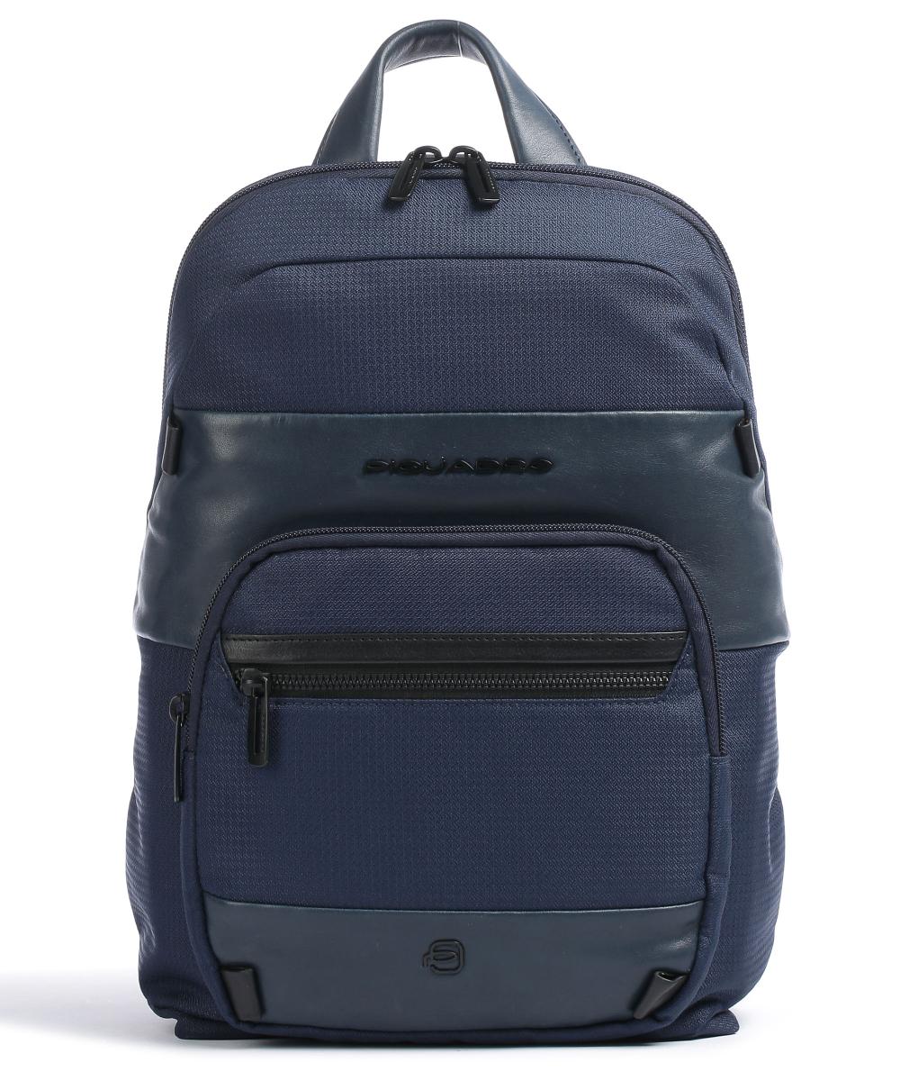 Zaini Piquadro Zaino Porta Pc Ipad In Tessuto Inserti Pelle Blu