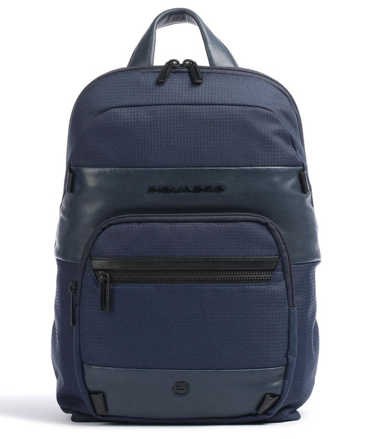 Zaini Piquadro Zaino Porta Pc Ipad In Tessuto Inserti Pelle Blu