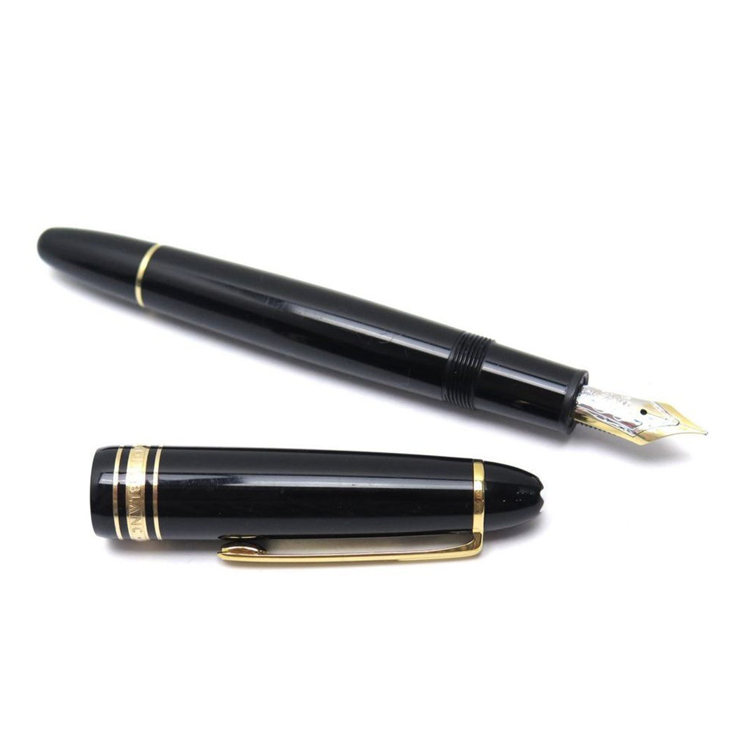 Penne Stilografiche Montblanc Meisterstuck Grand Traveller Resina Nera Finiture Dorate