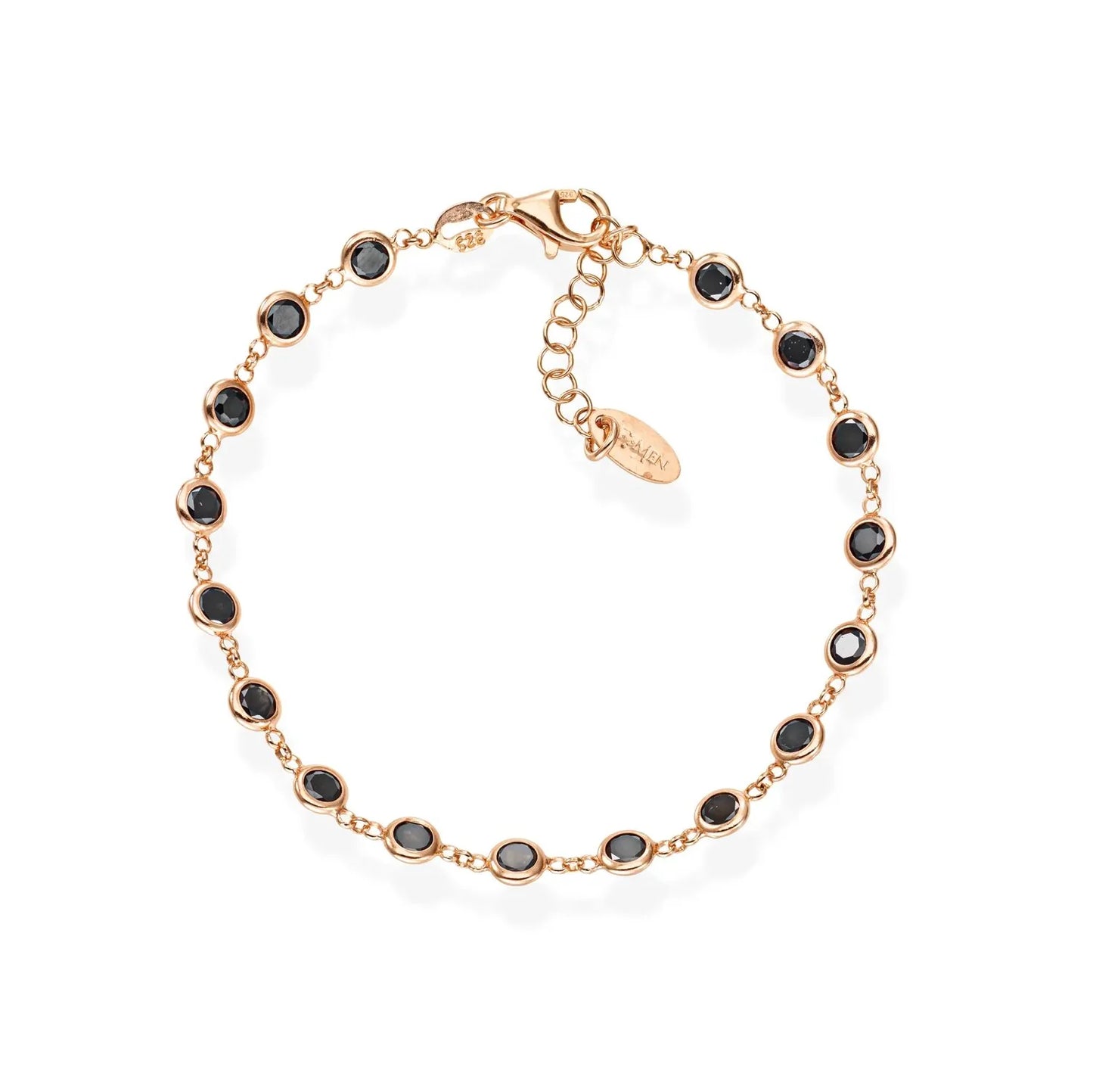 Bracciale Amen Tennis Argento Rosato Cristalli Tondi Neri