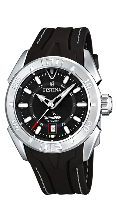 Orologio Festina Gent Acciaio 44 mm Gomma Nera