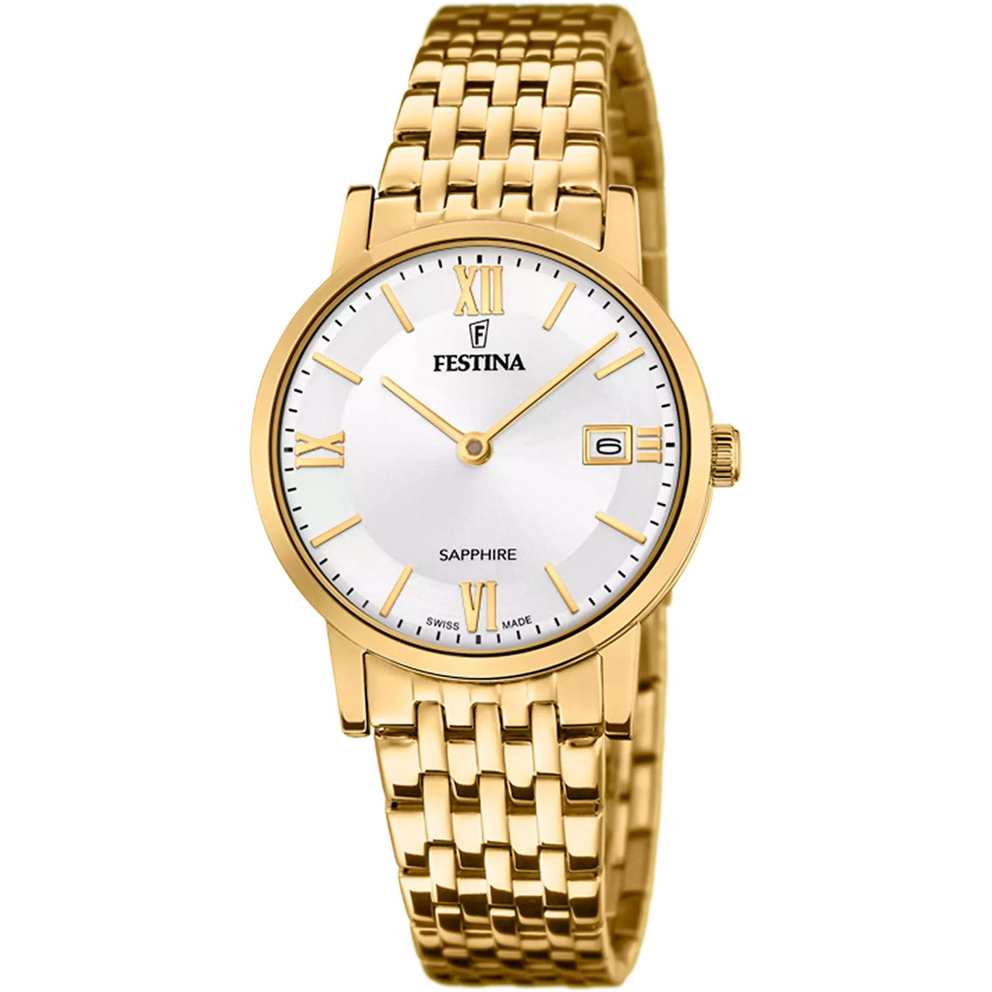 Orologio Festina Classics Swiss Made Lady 29,3 Mm Pvd Oro Braccialato Silver