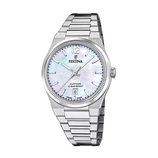 Orologio Festina Rivè Swiss Made Lady 35 Mm Acciaio Braccialato Madreperla