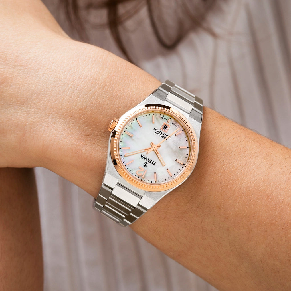 Orologio Festina Rivè Swiss Made Lady 35 Mm Acciaio/Pvd Oro Rosa Braccialato